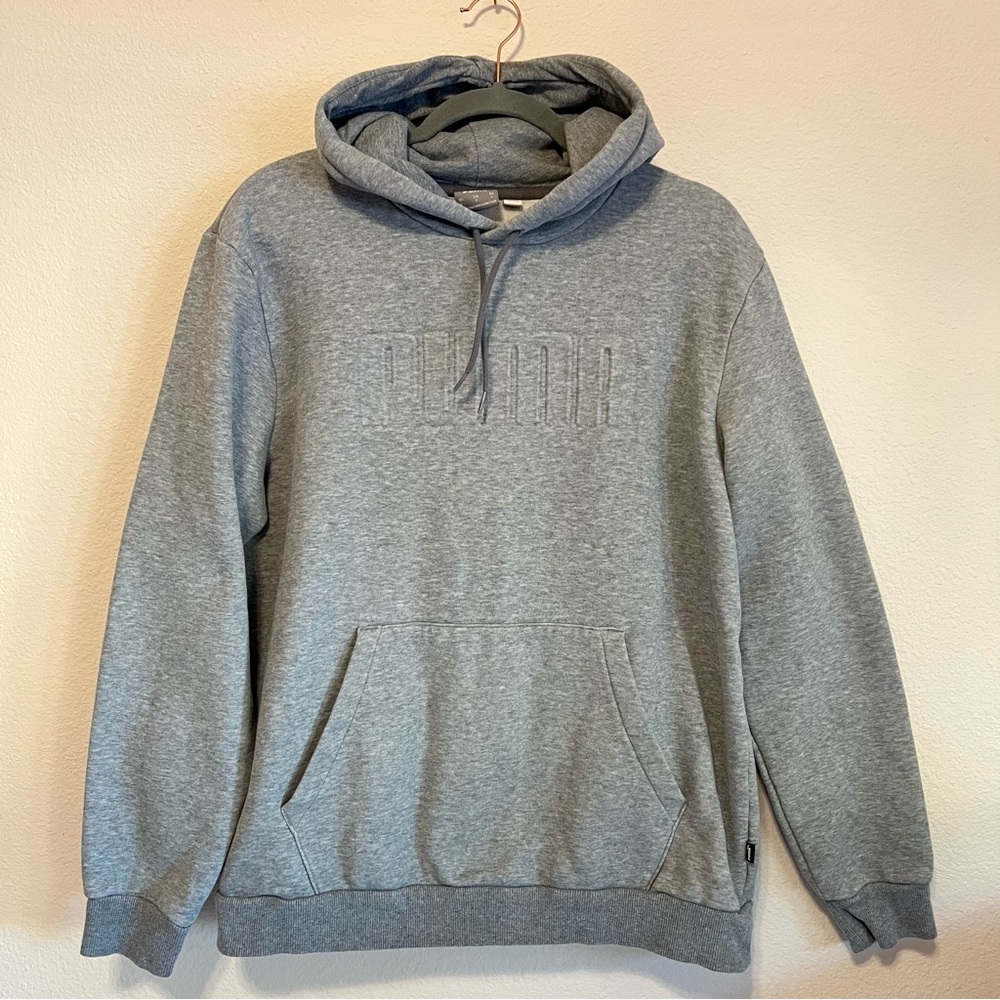 Puma Pullover Hoodie, grey, 3D front embossing, men’s size L - Picture 2 of 13